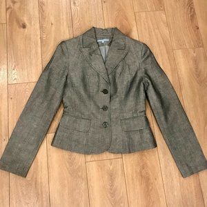 Beautiful Metallic Gray Linen-Cotton Blend Structured Blazer Jacket - Size 4